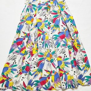 ETCETERA Skirt white bird print size 8